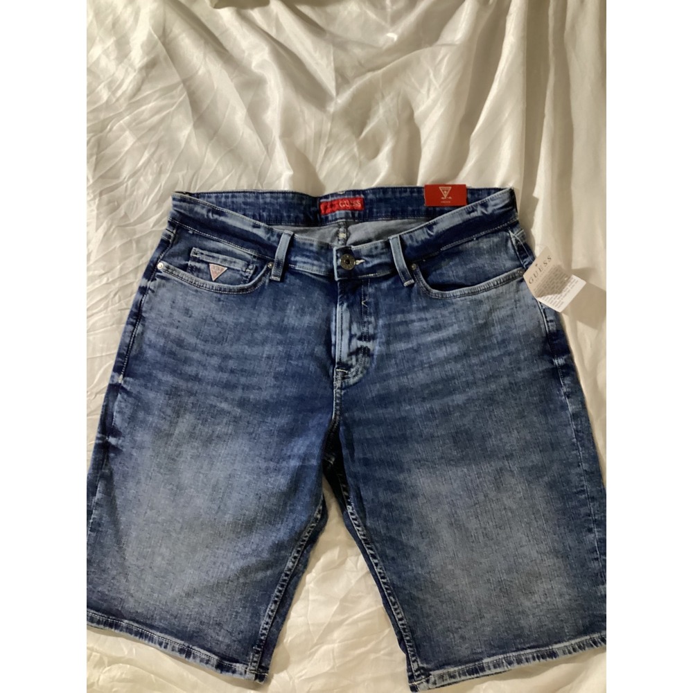 Guess Mens Denim Shorts Medium Wash Blue Jean Shorts Size 34